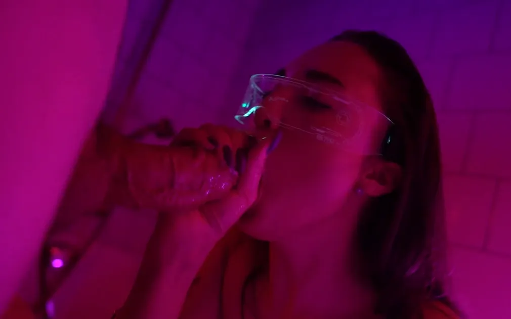 Girl Passionately Sucks A Big Cock In The Bathroom